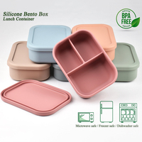Boîte à lunch en silicone à 3 compartiments Boîte à bento réutilisable sans BPA écologique pour écoliers Boîte à lunch bento en silicone portable Vente en gros
