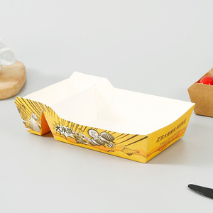 Customize Eco Friendly Take Away Fried Chicken French Fries Fried Food Cartoon Paper Box Packaging With Condiments