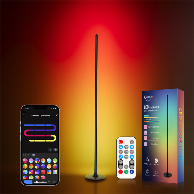 CL Lighting 5V Smart Decorative Standing Lamp RGB LED Floor Light with Remote & APP Control