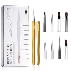 TITIAN NOUVELLE Arrivée Ensemble de pinceaux pour nail art dorés multifonctions remplaçables 8 en 1 Pinceau liner pour nail art - Product Image 4