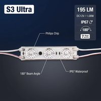 Module LED S3 Ultra en gros 195LM 180 °   Puce haute luminosité 1,08W DC12V étanche IP67 à angle de faisceau étroit pour enseigne lumineuse