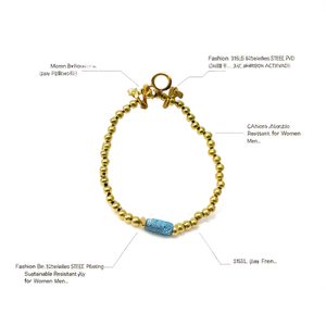 Fashion <b>Beaded</b> <b>Bracelet</b> 316L Stainless Steel PVD Gold Plating Sustainable Resistant Jewelry for Women <b>Men</b> - Product Image 2