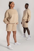 Fabricant de vêtements OEM 2026 – Ensemble de survêtement unisexe à col rond brodé avec logo personnalisé, vente en gros, deux pièces (sweat-shirt et short)