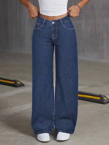 Jeans <span class=keywords><strong>de</strong></span> Mezclilla Vintage <span class=keywords><strong>de</strong></span> <span class=keywords><strong>Alta</strong></span> Calidad para Dama, Corte Recto y <span class=keywords><strong>Cintura</strong></span> <span class=keywords><strong>Alta</strong></span>, <span class=keywords><strong>de</strong></span> Algodón Cómodo, para Verano y Traslados Diarios, Nueva Moda <span class=keywords><strong>de</strong></span> Otoño - Talla XL - Product Image 5