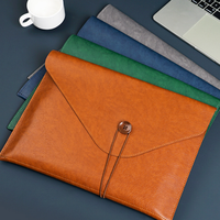 Carpeta de Archivos Tipo Sobre, de Cuero PU, Portadocumentos A4, Organizador con Botón, Bolsa de Almacenamiento de Archivos para Negocios