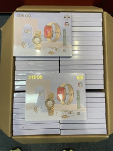 Confezione regalo di lusso D15 GS 6-in-1 da donna elegante abito quadrato impermeabile collana orecchini anello risposta funzione compatibile iOS - Product Image 6