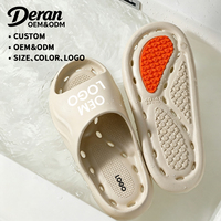 Claquettes pour hommes en EVA à semelle épaisse, avec logo personnalisé OEM, antidérapantes, séchage rapide, trous de drainage, pantoufles de salle de bain réutilisables, pantoufles de douche intérieures