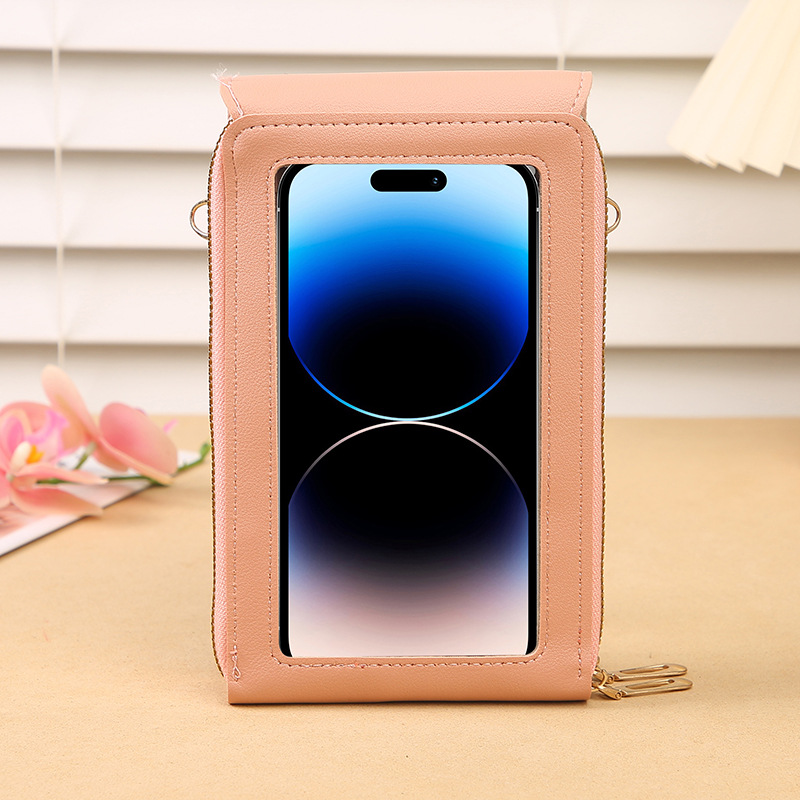 Light pink Touch Screen Crossbody Phone Bag for Women Small Shoulder Purse with Dual Zippers and Card Slots Compact Travel Pouch global Lifestyle