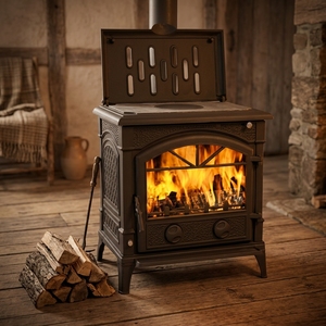 Poêle à bois en fonte de style européen moderne avec four pour chauffage intérieur, écologique - Product Image 3