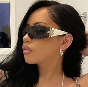 Sunway Eyewear Wrap Around Oversized Hot Futuristic One Piece Lens Star Y2K Rimless Sunglasses Women - Product Image 2