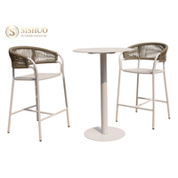 Ensemble noir moderne de tabourets de hauteur de comptoir de bistro mobilier chaises hautes de bar de jardin pour l'extérieur