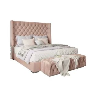 Juego de Dormitorio Moderno Minimalista de Lujo con Cama King de Terciopelo, Tapizado de Alta Calidad para Dormitorios Principales de Hotel/Villa - Product Image 5