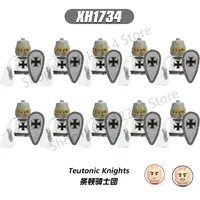 10 件/套历史中世纪斯巴达英雄十字军罗马士兵积木可动人偶积木玩具适合 14 岁以上儿童