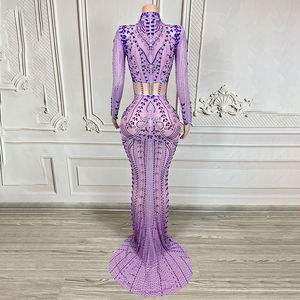 Novance Y4472 nuovi prodotti di tendenza viola di lusso strass Vestidos De abiti da ballo donna eleganza da sera per il matrimonio - Product Image 3