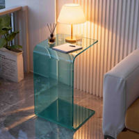 Luxuriöser Nachttisch aus Acryl in Seeblau für Hotelzimmer, Moderner Nachttisch in Kühlen Tönen für Bürodekoration und Möbel