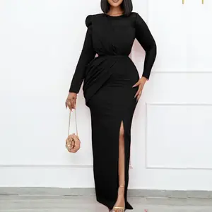 2022 l Fashion Mesh Splicing Slim Warp Hip Split Career Dresses Ladies Formal Dresses Women Office Dress