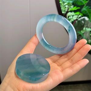 Bracelet en jade bleu glace de Birmanie de haute qualité, naturel, multi-tailles 53mm-64mm, bracelet rond en jade pour femmes - Product Image 3