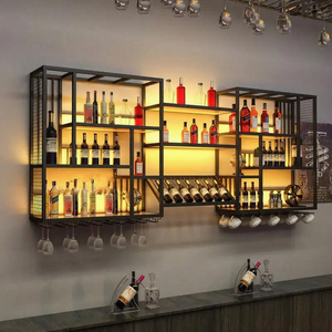 Portabottiglie da Parete Multistrato Personalizzato <span class=keywords><strong>in</strong></span> Acciaio Inox con Luce LED, Design Moderno Industriale per Casa e Ristorante - Product Image 2