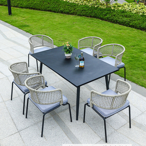 5 pièces de <span class=keywords><strong>jardin</strong></span> gris, moderne et bon marché, meubles de terrasse extérieure en corde, <span class=keywords><strong>table</strong></span> en aluminium et chaises <span class=keywords><strong>4</strong></span> places - Product Image 6