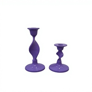 Fancy OEM Supported Powder Coated Finish Candlestick Holder in Purple and <b>Red</b> Color for Home Garden Decoration - Product Image 2