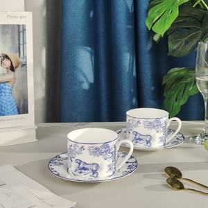 The Manufacturer Sells European Style Bllue Bone China Coffee Sets and Porcelain Cup and Saucer Sets - Product Image 2
