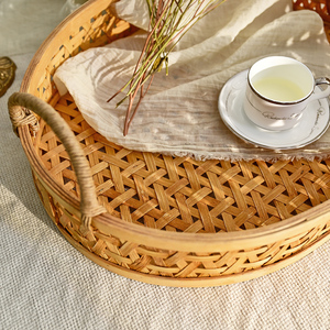Plateaux de service ovales en bambou naturel et rotin tressé pour la décoration de la maison de style farmhouse - Product Image 6