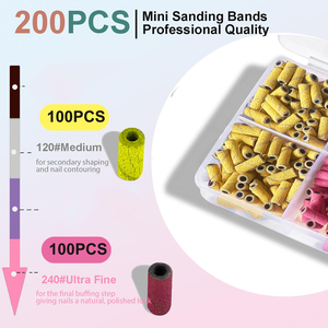 3 mm Mandrel Bit, 80 120 180 240 Fine Grit <b>Nail</b> File for Acrylic <b>Nails</b> Gel Manicures and Pedicure 200Pcs Mini <b>Nail</b> Drill Bits, - Product Image 6