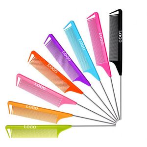 Peine de peluquería profesional personalizado al por mayor, antiestático, resistente al calor, con púa metálica para trenzar y separar el cabello - Product Image 1