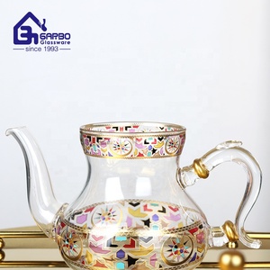 Ensemble de théière en verre turc en borosilicate de haute qualité avec tasse à thé marocaine et carafe 600 ml 800 ml 1 L Prix d'usine - Product Image 6