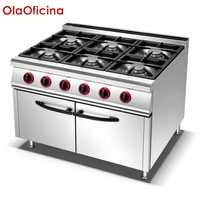 Cuisinière à gaz commerciale avec armoire, cuisinière à gaz 4 et 6 brûleurs pour restaurant, restauration, cuisine