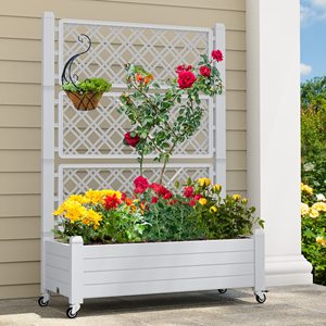 Grand bac à plantes surélevé pour légumes et fleurs avec treillis - Product Image 4