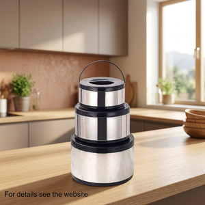 ชุดกล่องอาหารสแตนเลสทรงกลมแบบมินิมอล 3 ชิ้น สำหรับกลับไปโรงเรียน - Product Image 3