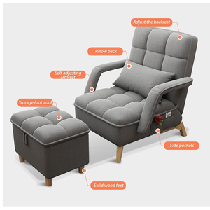 كرسي عملي ساخن مبطن بالكامل بغرفة معيشة مع مسند للقدمين قابل للتعديل لغرفة المعيشة - Product Image 4