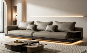 Sofá Moderno Minimalista de Tela de Tres Plazas con Cojín de Almacenamiento en el Respaldo, Muebles Tapizados para Sala de Estar - Product Image 2