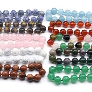 Collar de Cuentas Redondas Pulidas de 12mm de Piedra Natural de Cristal, Ágata y <span class=keywords><strong>Jade</strong></span> con Cierre, Accesorios de Collares de Moda - Product Image 3