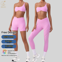 Set Olahraga Wanita High Waist Cross Sports Warna Nude untuk Yoga dan Fitness, Model Backless Ketat dengan Warna Kontras, Ukuran Plus, Cocok untuk Lari