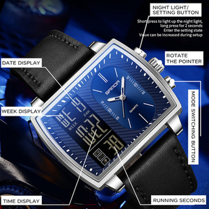 Reloj multifuncional SANDA 6238 para hombre con doble pantalla, reloj de pulsera electrónico luminoso, resistente al agua, con esfera grande, el más vendido - Product Image 5