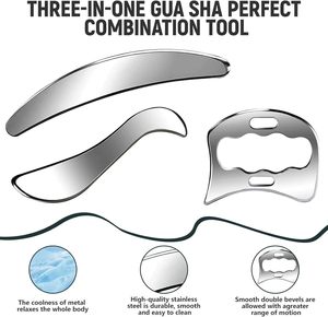 Set de Gua Sha de Acero Inoxidable con Bolsa de Almacenamiento <span class=keywords><strong>para</strong></span> Drenaje Linfático de Cicatrices y Masaje Anticelulítico - Herramienta de Masaje Corporal Completo - Product Image 4