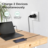 Chargeur mural USB-C double port 30W à charge rapide QC3.0 PD avec protection OTP, adaptateur d'alimentation pour téléphone portable avec prise EU/US/UK/AU