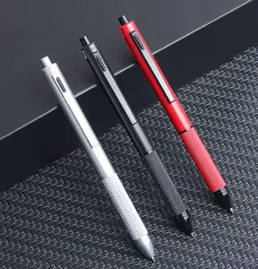 4 In 1 renkli Metal kalem geri çekilebilir yerçekimi algılama tükenmez kalemler 0.5mm mekanik kalem