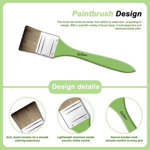Xin Bowen - Juego de 25 Pinceles Profesionales con Mango de Madera Verde, Pinceles de Pelo de Nailon con Espátula y Bolsa de Lona para Artistas - Product Image 2