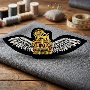 ROYAL BADGE Hand Embroidered 3D Design Custom Logo <b>Sew</b>-On Fabric Metal Felt <b>Pin</b> Badge for Bags Customized Size - Product Image 3