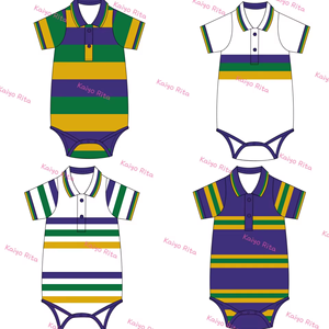 Vendita all'ingrosso Mardi Gras <span class=keywords><strong>Polo</strong></span> da bambino a manica lunga abbinata a <span class=keywords><strong>Polo</strong></span> da bambina viola oro verde vestito di carnevale per bambini - Product Image 2