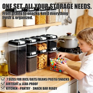 24 Pack Food Storage <b>Containers</b> with Lids - <b>Plastic</b> Kitchen and Pantry Organization Food Grade Airtight Dry Cereal Canisters Set - Product Image 4