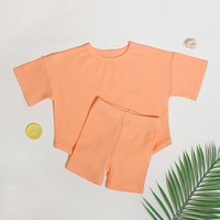 New Designer Trendy Custom Unisex Baby Stoff Set Kurzarm Anzug Solid Baby Girl Kleidung Sets 3-4 Großhandel