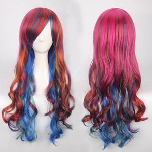 Mengtong 80CM Halloween <strong>Lolita</strong> Cosplay <strong>Wig</strong> Free Part Pink Synthetic <strong>Wig</strong> with Red Lace Deep Body Wave Style - Product Image 5