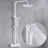 Ensemble de douche mural trois fonctions en cuivre brossé, style moderne et minimaliste, élégant et blanc, pour la maison