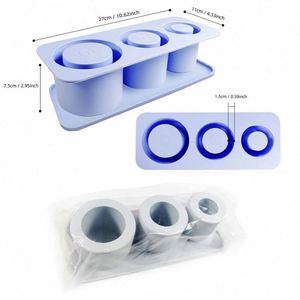 Molde de silicona cilíndrico de 3 cavidades para cubitos de hielo con tapa, reutilizable, con logo personalizado, para congelador, ideal para vasos, venta al por mayor. - Product Image 4
