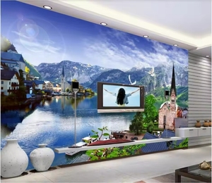 <span class=keywords><strong>Papier</strong></span> <span class=keywords><strong>peint</strong></span> 3d Dreamy Austrian Mountain Lake <span class=keywords><strong>Style</strong></span> Mural Living Room Decor 3d Wall Murals Wallpaper For Wall - Product Image 1