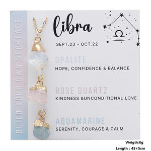 À la mode irrégulière trois pierres pendentif en acier inoxydable chaîne bijoux zodiaque pierre naturelle collier cadeau - Product Image 5